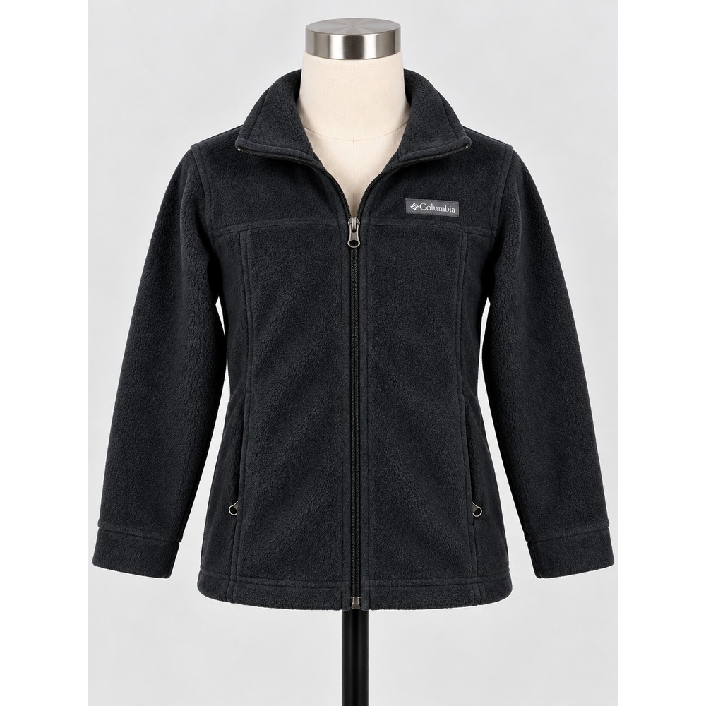 Columbia Kids Black Full Zip Fleece Jacket Steens Mountain M 10/12 XB1107